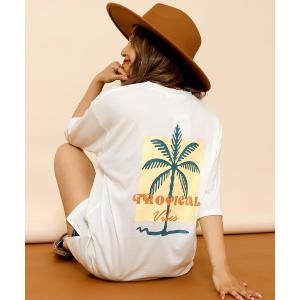 tシャツ カラー パームツリー プリント オーバーサイズ Tシャツ レディース
