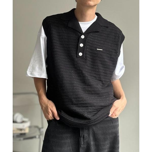 ベスト ジレ シルバープレート付ニットベスト メンズ レディース