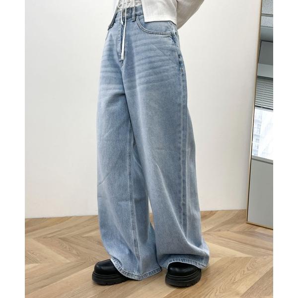 ワイドパンツ ジーンズ デニム デニムパンツ WEGO/サマーデニムルーズワイドパンツ レディース