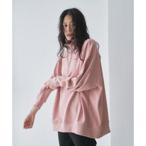 トレーナー スウェット ハーフジップビッグスウェットトップス-手洗い可- レディース