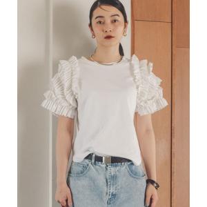 tシャツ 半袖 「daily CLIP」ボリュームフリフリ袖Tシャツ レディース