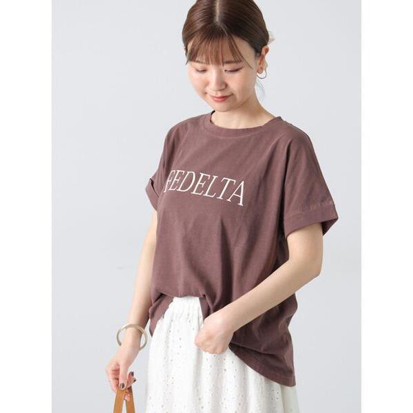 tシャツ ピグメントロゴプリントTシャツ レディース