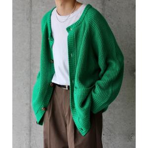 「y/m by れぽすけ」 ニットカーディガン MEDIUM グリーン メンズ