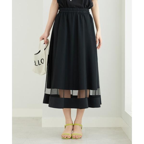 スカート 裾シアーデザインチュール重ねスカート