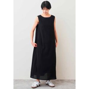 ワンピース リブ　イン　コンフォート　栞里ちゃんとつくった　楊柳素材が涼しげな　大人のノースリーブワンピース「ブラック」