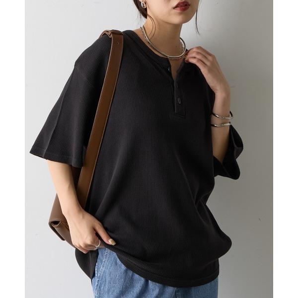 tシャツ 「paradigm」ガス焼きワッフルヘンリーネックT メンズ レディース