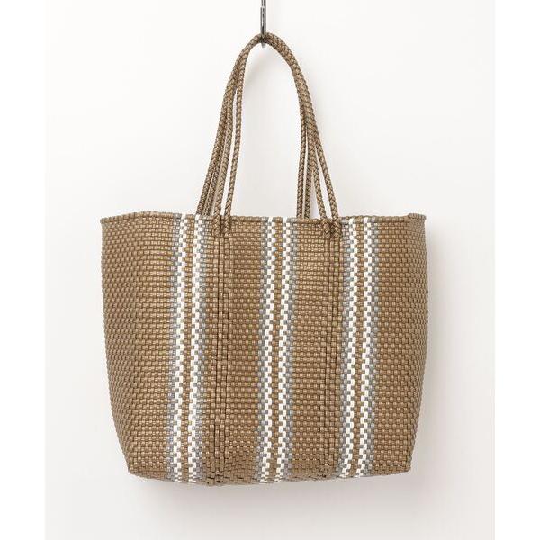 かごバッグ カゴバッグ 「Moon Bird/ムーンバード」手編みのメルカドバッグ・ストライプ （Ｌ...