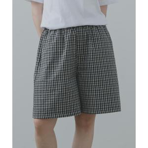 パンツ Seersucker check half pants / シアサッカーチェックハーフパンツ レディース メンズ