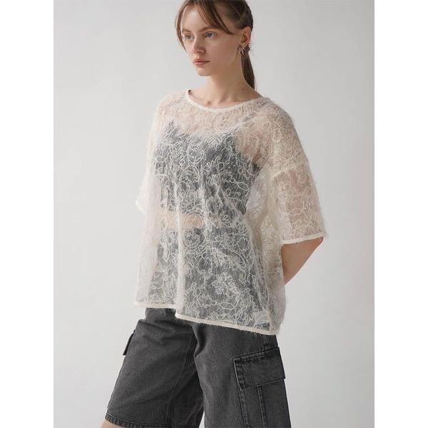 tシャツ FEATHER TULLE GLITTER TOPS レディース