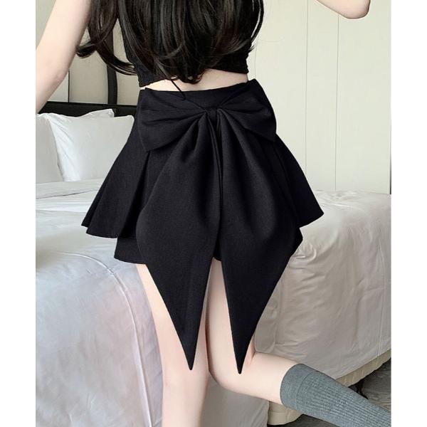 スカート バック リボン プリーツ スカート パンツ