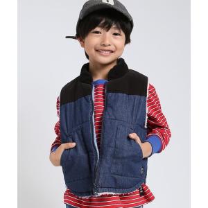 コート アウター デニム×ボア リバーシブルベスト キッズ 子供服 男の子 女の子