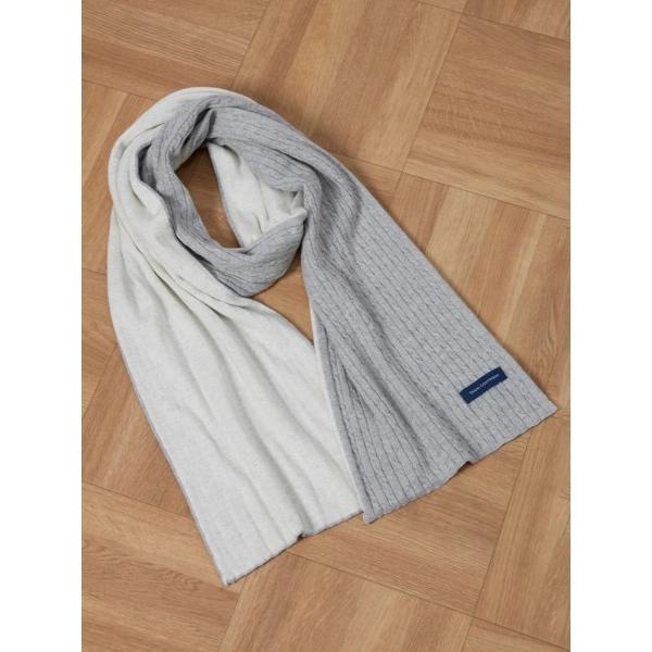 マフラー 「TRANS CONTINETNS」　バイカラーカシミヤ混マフラー　グレー/カーキ（Ｌ．グ...