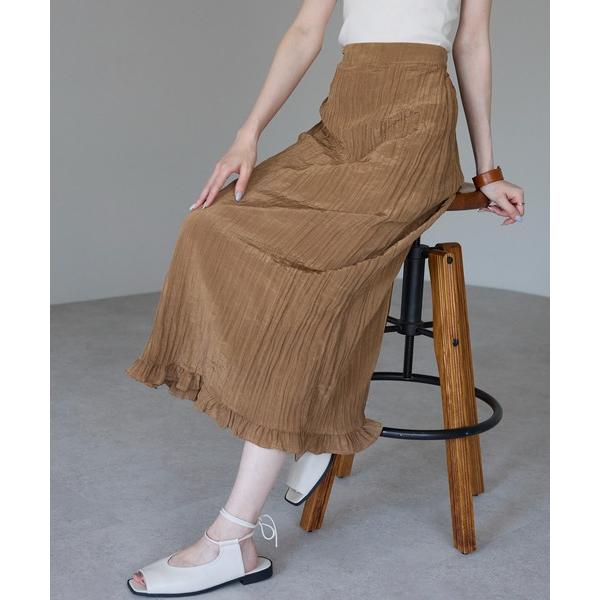 スカート ワッシャーサテン裾フリルスカート