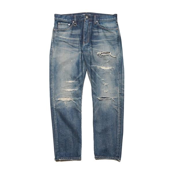 ジーンズ DAMAGED DENIM TAPERED-FIT JEANS メンズ レディース