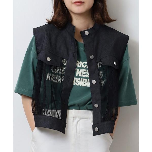 ベスト ジレ je crois soi デニムメッシュ　ベスト レディース