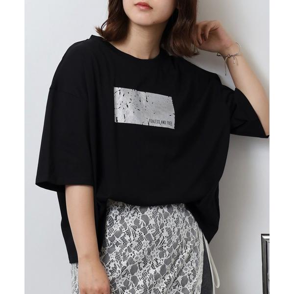 tシャツ je crois soi ヴィンテージ箔プリント　カットソー レディース