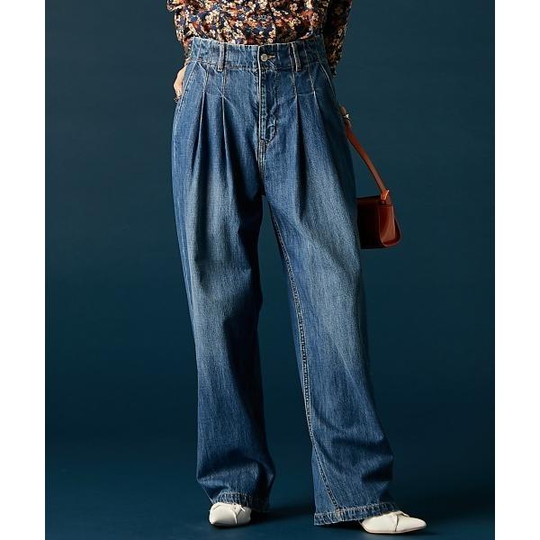 ワイドパンツ ジーンズ デニム デニムパンツ ライトオンスデニムタックワイドパンツ「大きいサイズ有」...