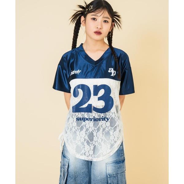 tシャツ レース 切り替え ゲームシャツ「キッズお揃い」 キッズ 子供服 女の子