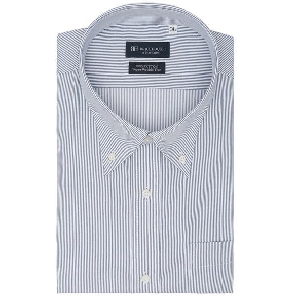 フォーマル シャツ 形態安定ノンアイロン ボタンダウン 半袖ビジネスワイシャツ（大きいサイズ） メン...