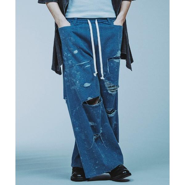 ジーンズ mp13854-NO ID.×OVERDESIGN グランジデニムワイドフレアPT パンツ...