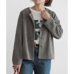 ジャケット テーラードジャケット カットコーデュロイ　ノーカラージャケット レディース