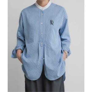 ブラウス シャツ モールストライプ　エンブレムシャツ レディース