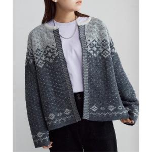 カーディガン バイカラーJQ　ワイドカーデ レディース