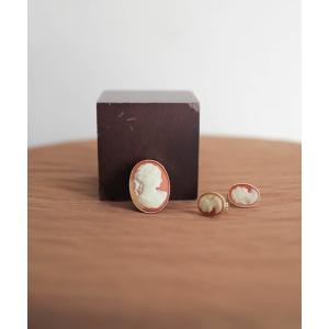 ブローチ 日本製 べっこう柄 カメオ アクリル アンティーク風 金古美