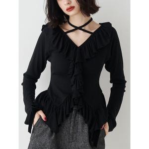 tシャツ ラッフルフリルトップス 花柄 レディース