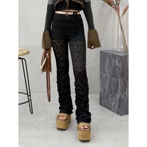 パンツ レースギャザーフレアレギンス レディース