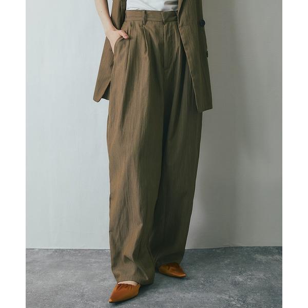 パンツ 「セットアップ対応」リネンライクカーブパンツ レディース