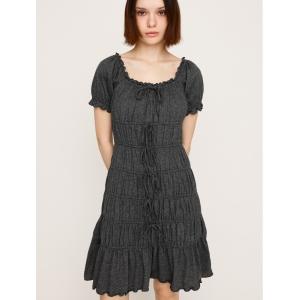 パーティードレス ワンピース 半袖 GATHER RIBBON CUT S/OP ギャザー リボン カット ショートワンピース 夏服 半袖