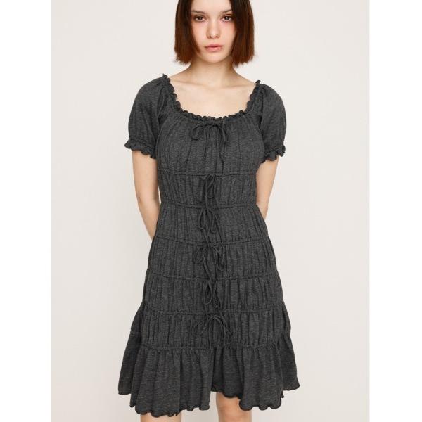 ワンピース GATHER RIBBON CUT S/OP ギャザー リボン カット ショートワンピー...