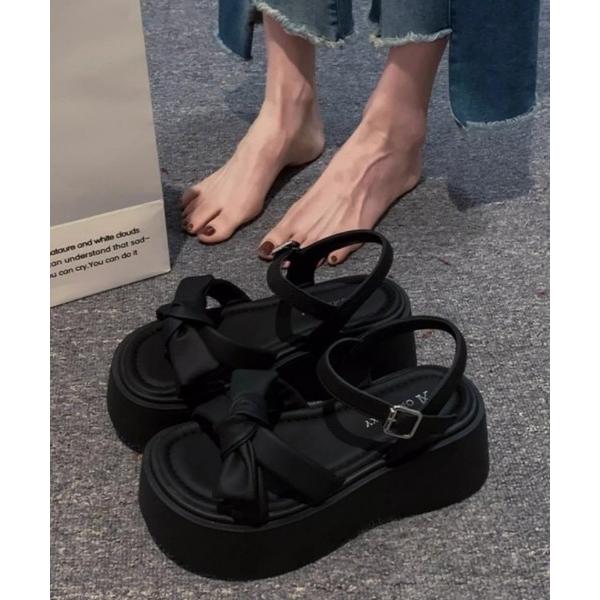 サンダル リボンデザイン 厚底サンダル レディース