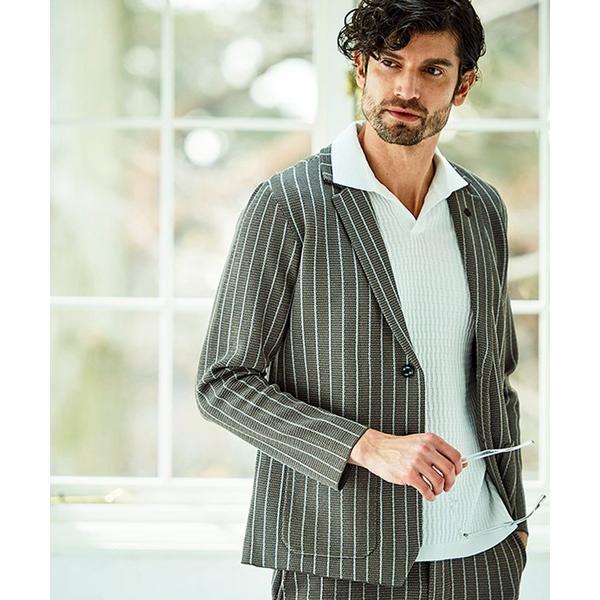 セットアップ サマーニット ストライプジャケット メンズ