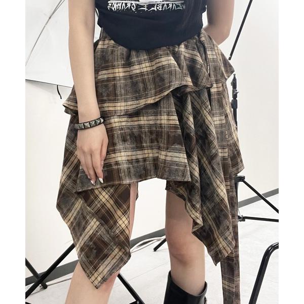 スカート ブリーチチェックイレヘムスカート