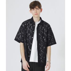シャツ バイカラーレースショートスリーブシャツ メンズ