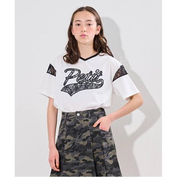 tシャツ 「接触冷感」レースワッペンロゴ刺しゅうTシャツ キッズ 子供服 女の子