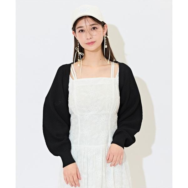 カーディガン ショート丈柄編みボレロ レディース