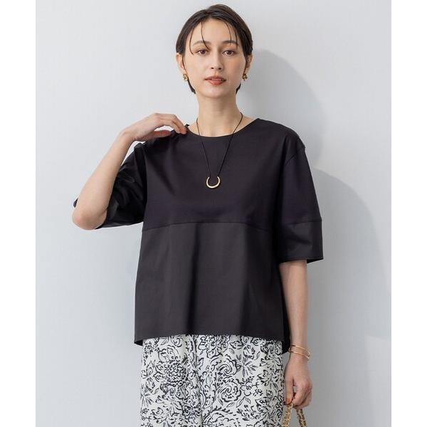 tシャツ 「洗える」シルエットスムースコンビ バックフレア カットソー レディース