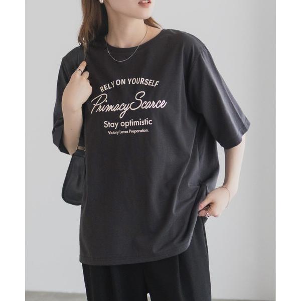 tシャツ T-GRAPHICS メッセージ刺繍Tシャツ レディース