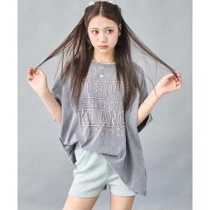 tシャツ ケミカルウォッシュ 刺繍ロゴ ビッグTシャツ レディース