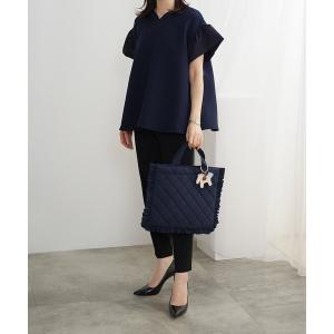 ブラウス シャツ 半袖 サテン フレアスリーブ ブラウス HUIT レディース