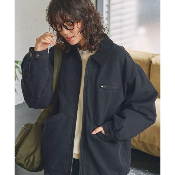 ブルゾン アウター ドロスト ヴィンテージライク 衿配色 中綿 デトロイト ダックジャケット レディ...