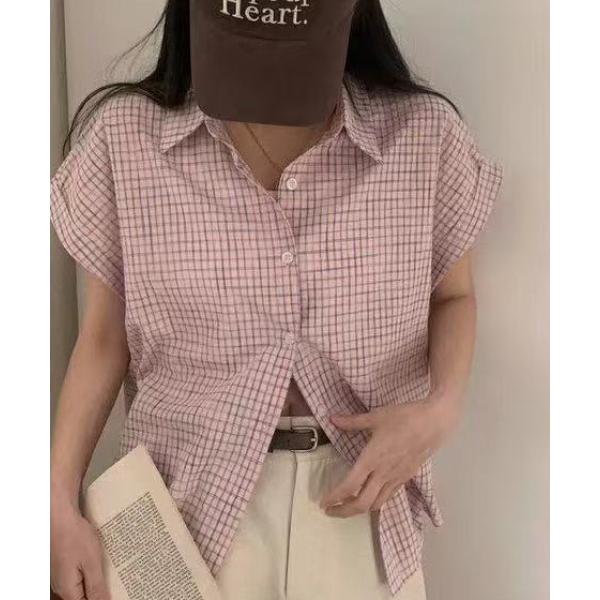 ブラウス シャツ roll up check shirt レディース