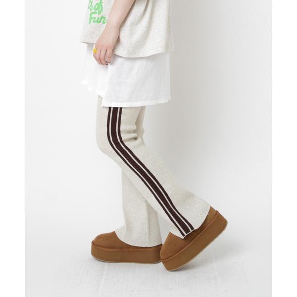 パンツ R4371 ラインリブフレアレギンス レディース