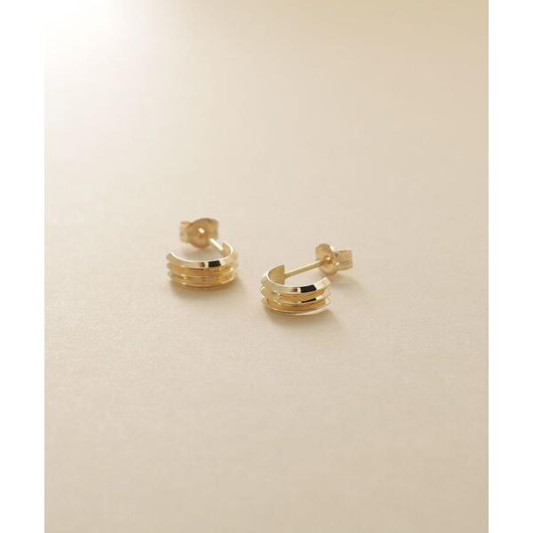 ピアス K10トリプルリッジピアス レディース