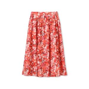 スカート フローラルプリントスカート「洗濯機で洗える」