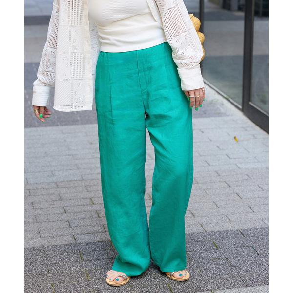 パンツ 「追加4」手洗い可 / フレンチリネンストレートパンツ レディース