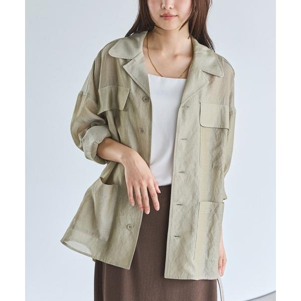 ブラウス シャツ 「インフルエンサーコラボ」シアーミリタリーシャツ レディース